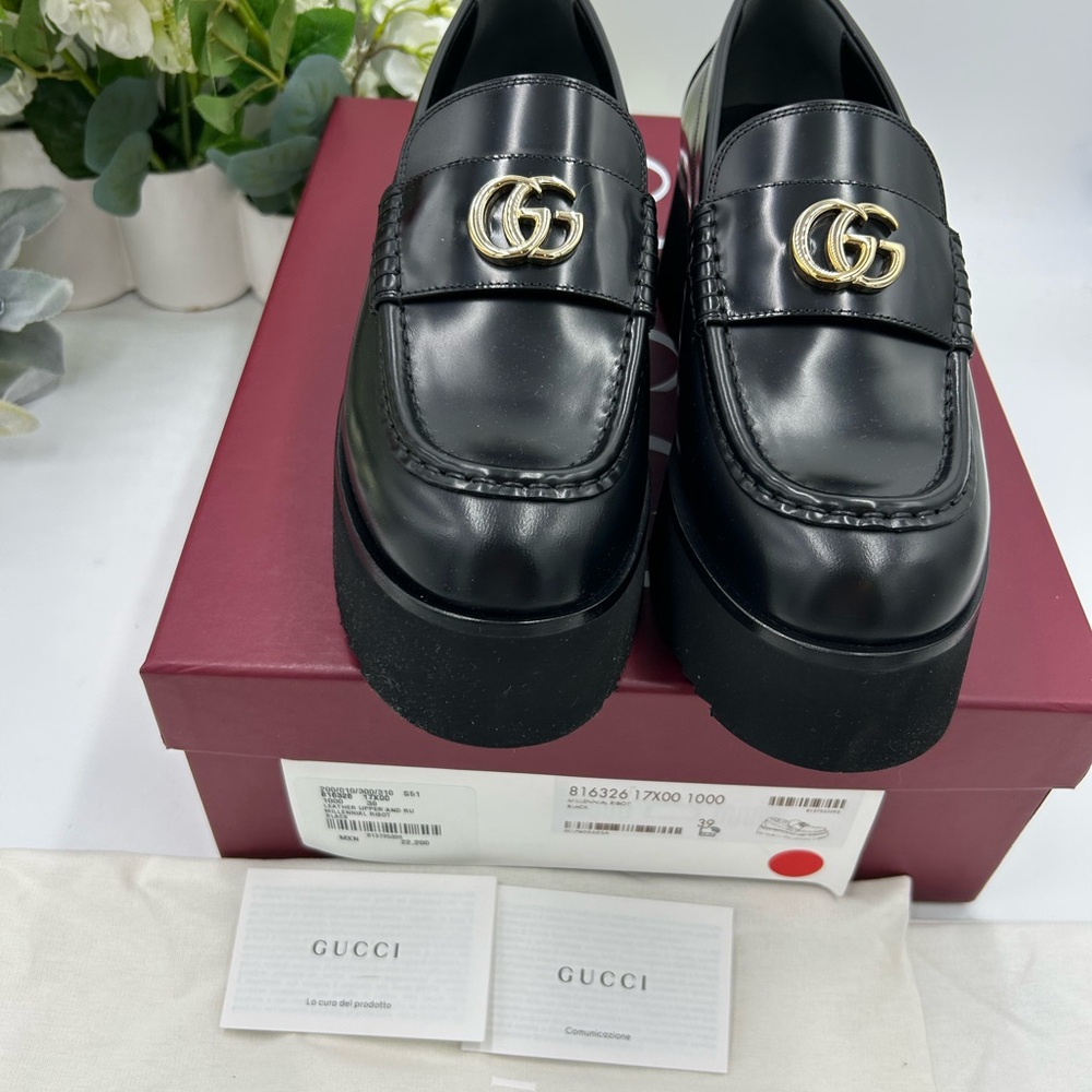 Women's Gucci double G platform, leather loafers size 39 made in Italy - Picture 10 of 10